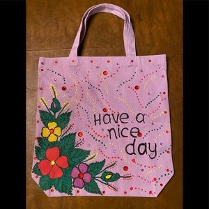 TOTE BAG: Purple,hand Painted.